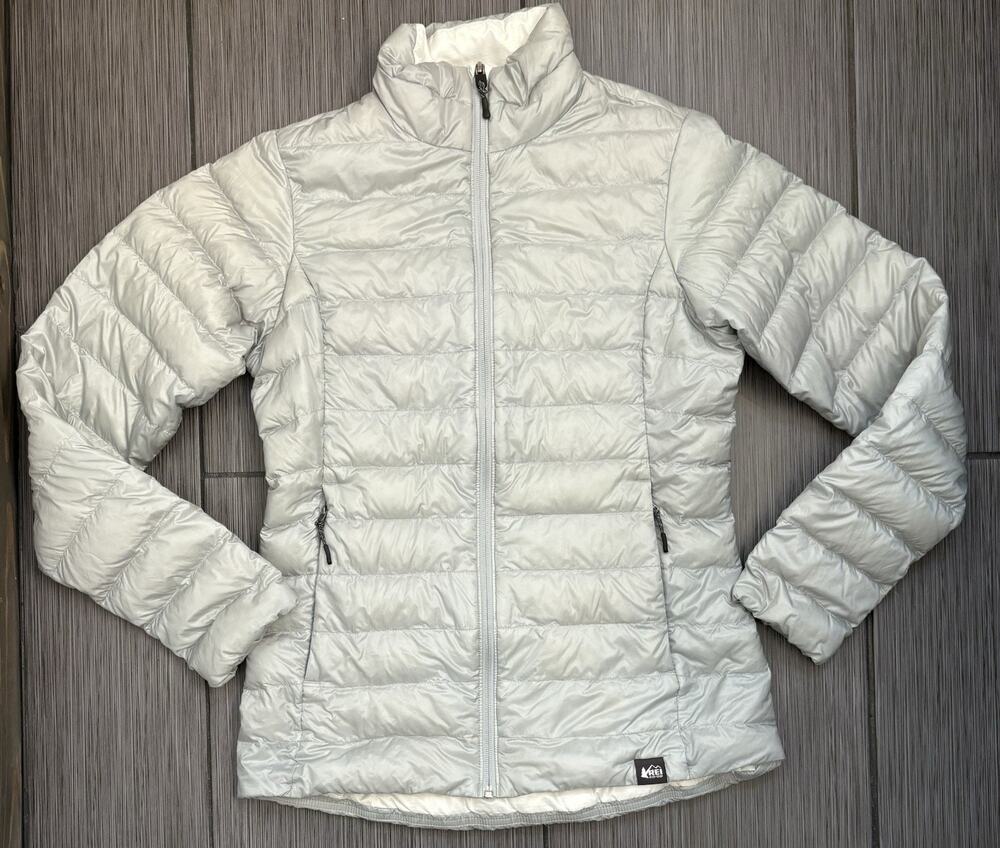 REI Co-Op Gray Down Packable Puffer Jacket Women’s Small Lightweight